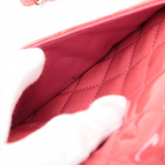 Authentic CHANEL Pink Patent Quilted Single Flap Bag Chain Purse - Picture 9 of 10